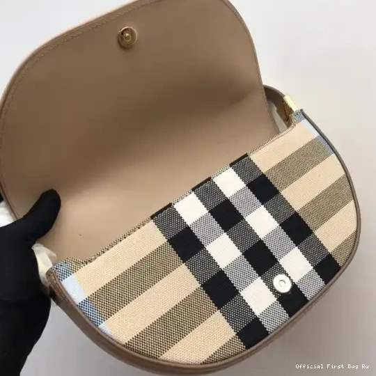 Official First Bag Ru Small Bag Olympia Canvas BURBERRY and Check Leather 0604